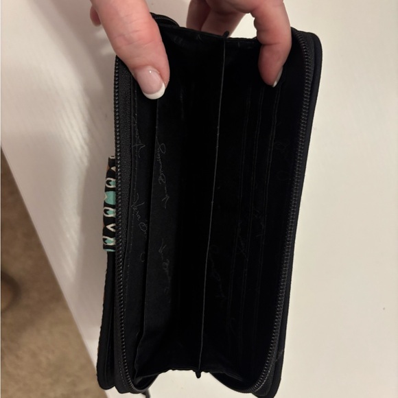 Vera Bradley Teal and Brown Patterned Turnlock Wallet - Picture 6 of 16